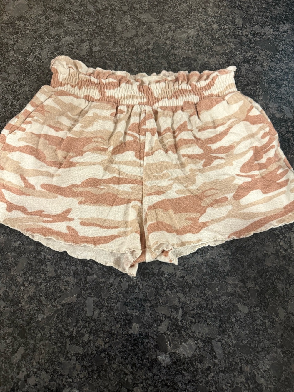 Colsie Blush Camo Paperbag Waist Shorts